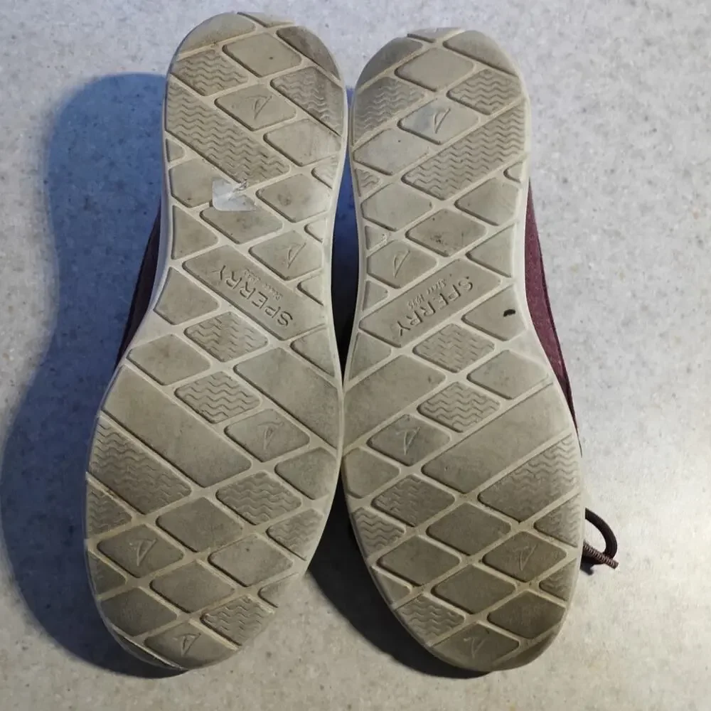 Sperry Burgundy Leather Boat Shoe Sneakers Womens 7 Coastal Preppy STS808209